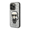 Karl Lagerfeld Glitter Flakes Ikonik - pouzdro pro iPhone 14 Pro (stříbrné)