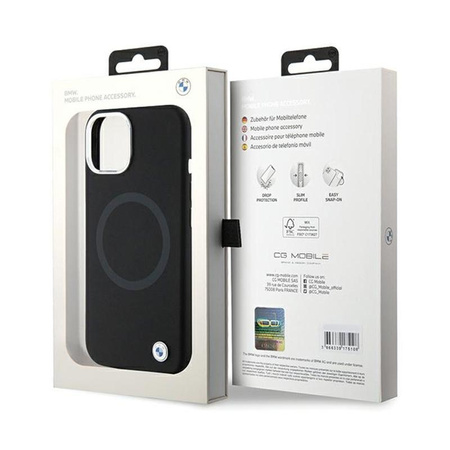 BMW Signature Liquid Silicone MagSafe - pouzdro pro iPhone 15 (černé)