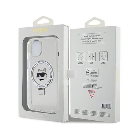 Karl Lagerfeld Ring Stand Choupette Head MagSafe - iPhone 15 Case (bílý)