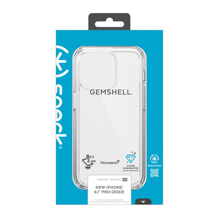 Pouzdro Speck Gemshell pro iPhone 14 Pro s povrchovou úpravou MICROBAN (průhledné)