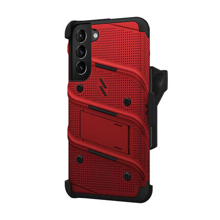 ZIZO BOLT Series - Armored case for Samsung Galaxy S22+ with 9H glass for screen + holder with stand (red)