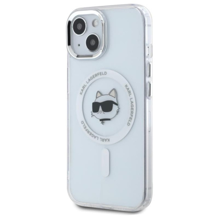 Karl Lagerfeld IML Metal Choupette Head MagSafe - pouzdro na iPhone 15 (bílé)