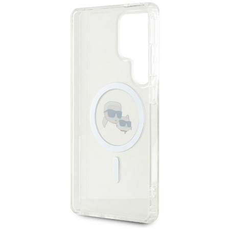 Karl Lagerfeld Button Karl & Choupette Heads Printed Logo MagSafe - Case for Samsung Galaxy S25 Ultra (White)