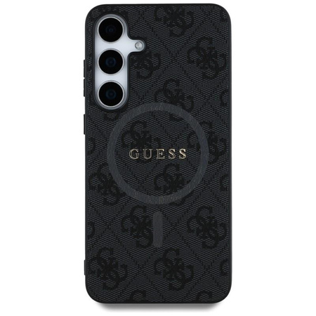 Guess Leather 4G Coloured Ring Classic Logo MagSafe - étui pour Samsung Galaxy S25+ (noir)