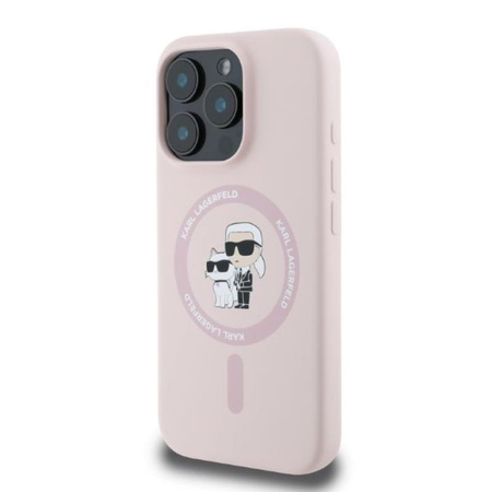Karl Lagerfeld Silicone Karl & Choupette Ring MagSafe – Pouzdro iPhone 16 Pro Max (růžové)