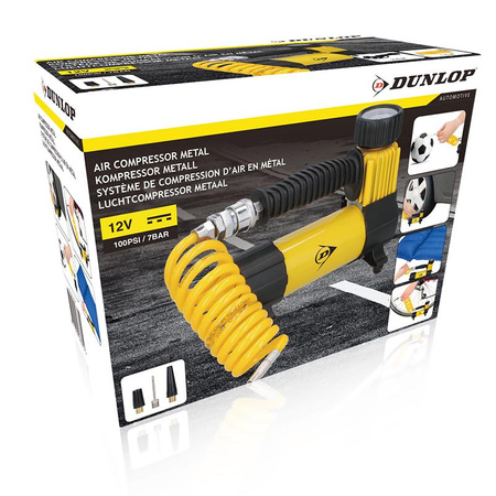 MAŁY KOMPRESOR TURYSTYCZNY SPRĘŻARKA 12 V, Pompka do Piłek, Roweru, Dunlop