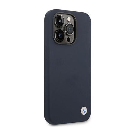 BMW Liquid Silicone Case Metall-Logo MagSafe - iPhone 14 Pro Max Hülle (marineblau)