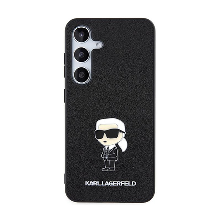 Karl Lagerfeld Fixed Glitter Ikonik Logo Metal Pin - pouzdro pro Samsung Galaxy S24+ (černé)