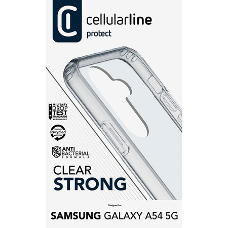 Cellularline Clear Strong - Samsung Galaxy A54 5G Case with Antimicrobial Protection (Clear)