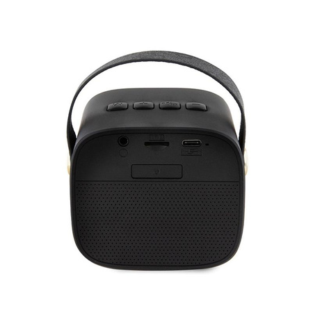 Guess Mini Bluetooth-Lautsprecher 4G Leder Skript Logo mit Riemen - Bluetooth-Lautsprecher V5.3 (Schwarz)