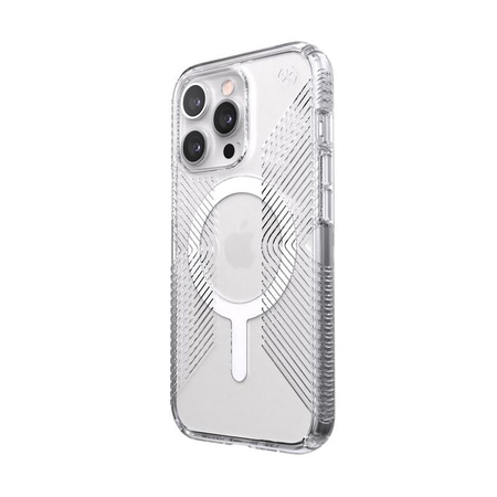 Speck Presidio Perfect-Clear avec Grips + MagSafe - Coque pour iPhone 13 Pro avec revêtement MICROBAN (transparent)
