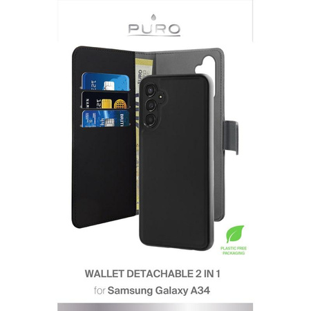 PURO Wallet Detachable - pouzdro 2v1 pro Samsung Galaxy A34 5G (černé)