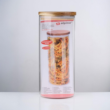 Alpina – Glasbehälter mit Deckel, 1250 ml, 9,5 x 21 cm