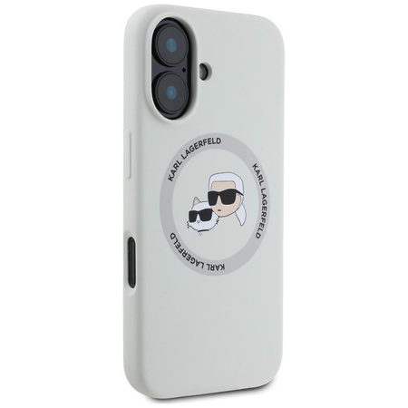 Karl Lagerfeld Silikon Doppelköpfe und Kreis MagSafe - Hülle für iPhone 16 (beige)