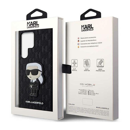 Karl Lagerfeld NFT Saffiano Monogram Ikonik - Étui Samsung Galaxy S23 Ultra (noir)