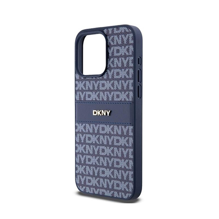 Kožené pouzdro DKNY Mono Stripe & Metal Logo - iPhone 15 Pro Max (modré)