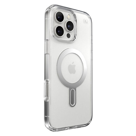 Speck Presidio Perfect-Clear ClickLock & MagSafe - pouzdro pro iPhone 16 Pro Max (čiré / chromové provedení / stříbrná barva)