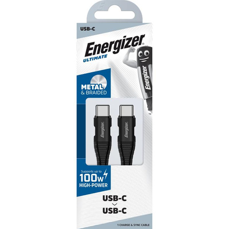 Energizer Ultimate - USB-C to USB-C 100W connection cable 2m (Black)