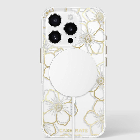 Pouzdro Case-Mate Floral Gems MagSafe - iPhone 16 Pro (zlaté)