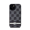 DKNY Leather Checkered Mono Pattern & Printed Stripes - iPhone 15 Plus / 14 Plus Case (black)