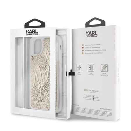 Karl Lagerfeld Signature Glitter Case - Coque pour iPhone 11 Pro Max (Or)