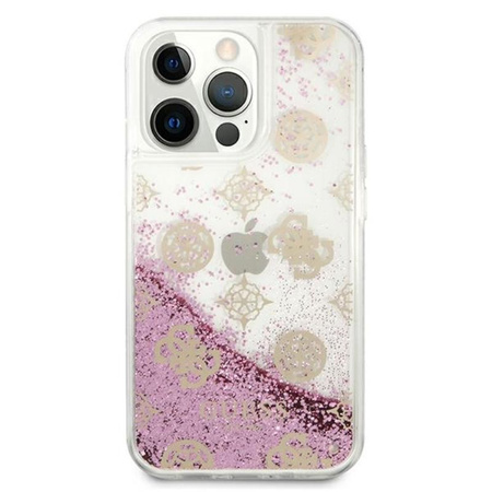 Guess Peony Liquid Glitter - pouzdro pro iPhone 13 Pro (růžové)