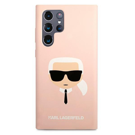 Karl Lagerfeld Silikonové pouzdro Ikonik Karl`s Head - Samsung Galaxy S22 Ultra (růžové)