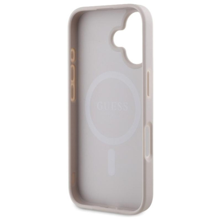 Guess Saffiano Peony Classic Logo MagSafe - Etui iPhone 16 (różowy)