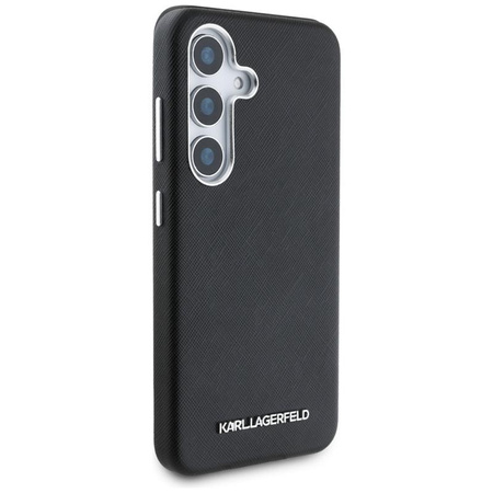 Karl Lagerfeld Saffiano Full Wrapped Elongated Metal Logo MagSafe - tok Samsung Galaxy S25+ készülékhez (fekete)