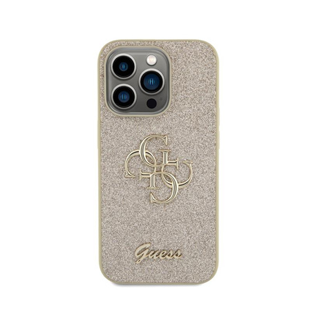 Guess Glitter Script Big 4G - iPhone 15 Pro Case (Gold)