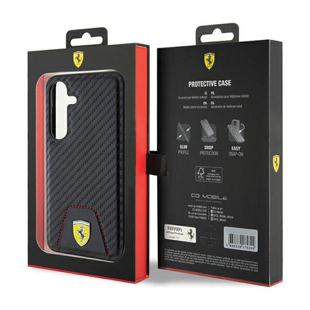 Ferrari Carbon prošívané dno - pouzdro pro Samsung Galaxy S24 (černé)