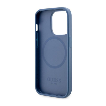 Guess 4G Étui MagSafe à rayures imprimées - iPhone 14 Pro (Bleu)