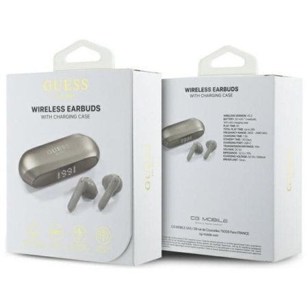 Guess Elongated Metallic Printed Logo - TWS Bluetooth-Kopfhörer + Ladetasche (gold)