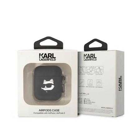 Karl Lagerfeld Silikonové pouzdro NFT Choupette Head 3D - AirPods 1/2 gen (černé)