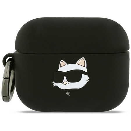 Karl Lagerfeld szilikon Choupette Head 3D - AirPods Pro 3 tok (fekete)
