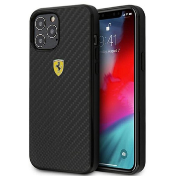 FERRARI On Track Carbon - iPhone 12 / iPhone 12 Pro tok (fekete)