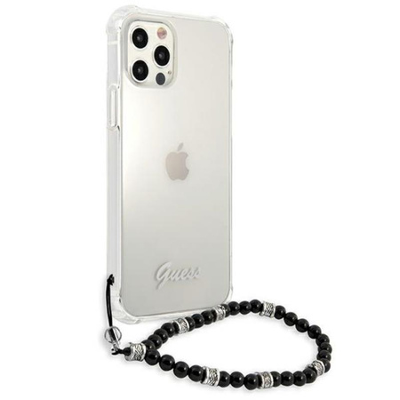 Guess fekete gyöngyház szíj - iPhone 12 / iPhone 12 Pro tok (átlátszó)