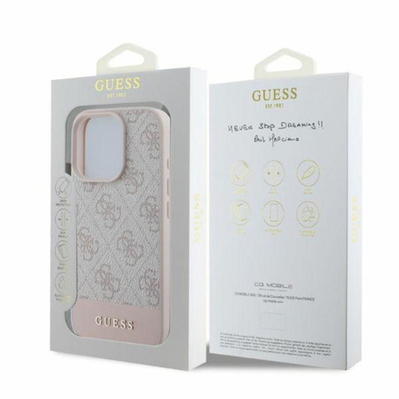 Guess 4G Bottom Stripe – Pouzdro pro iPhone 16 Pro (růžové)