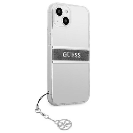 Guess 4G Stripe Grey Charm - iPhone 13 mini Hülle (Transparent)