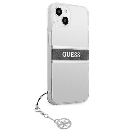 Guess 4G csíkos szürke charm - iPhone 13 mini tok (átlátszó)