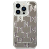 Karl Lagerfeld Monogram Liquid Glitter - iPhone 14 Pro tok (ezüst)