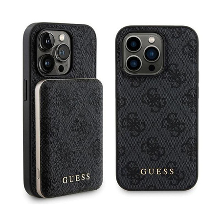 Guess Bundle Pack MagSafe 4G Metal Gold Logo - sada pouzdra + Power Bank 5000mAh MagSafe iPhone 13 Pro Max (černá)