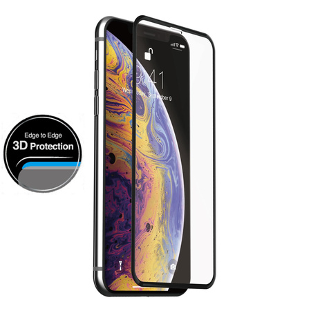 Just Mobile Xkin 3D edzett üveg képernyővédő - edzett üveg iPhone 11 Pro Max / Xs Max készülékhez (átlátszó / fekete)