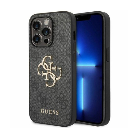 Guess 4G Big Metal Logo - pouzdro pro iPhone 15 Pro Max (šedé)