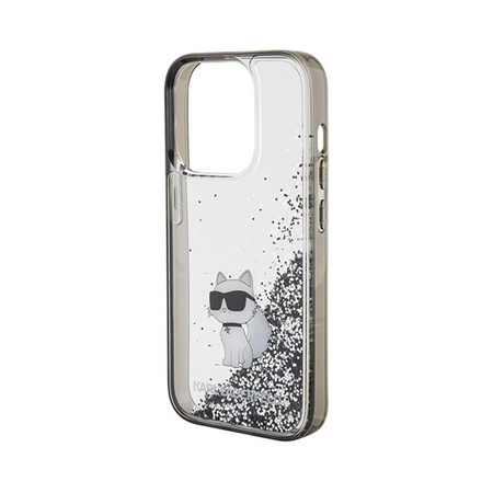 Karl Lagerfeld Liquid Glitter Choupette - pouzdro pro iPhone 15 Pro Max (průhledné)