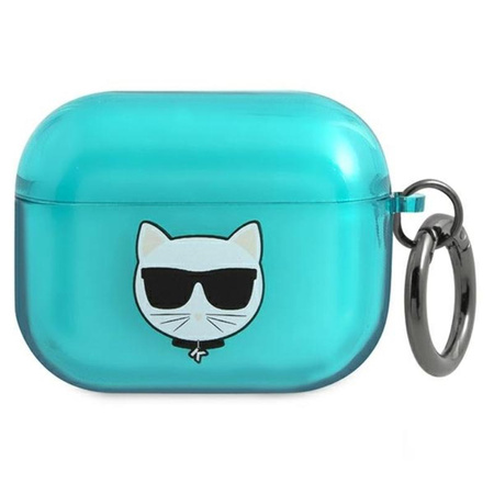 Karl Lagerfeld Choupette Head - Pouzdro na Airpods Pro (fluo modré)