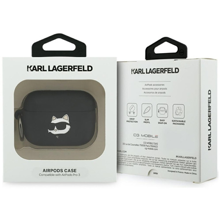 Karl Lagerfeld Silikon-Choupette-Kopf 3D - AirPods Pro 3 Hülle (Schwarz)