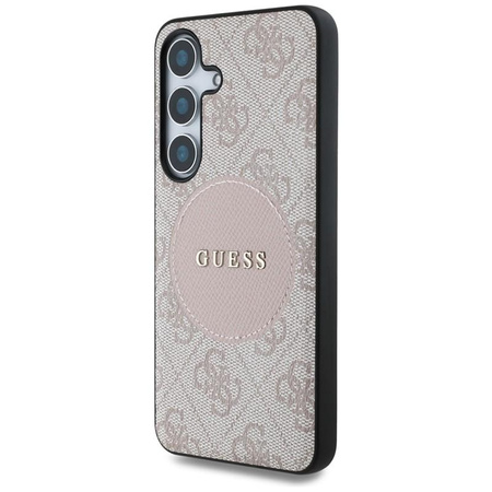 Guess 4G Round Patch Classic Logo MagSafe - tok Samsung Galaxy S25 készülékhez (rózsaszín)