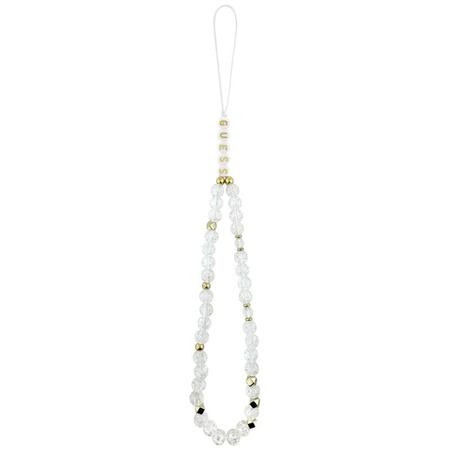 Guess IML Flowers Electro Pearl Strap MagSafe - Hülle iPhone 17 Pro (weiß)