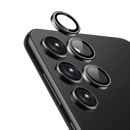 Crong Lens Ring - Gehärtetes Glas für die Kameralinse des Samsung Galaxy S24+ (schwarz)